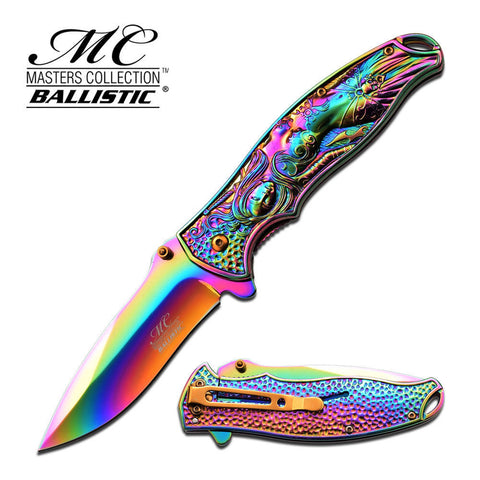 Fantasy Rainbow Coated 3D Sculpted Sexy Woman Assist Open Collector Knife MC-A019RB