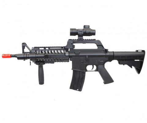 WELL MR733 M4 RIS Spring Airsoft Gun with Scope, Flashlight and Grip