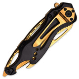 Black/Gold Spring Assisted Tactical Knife w/ Bottle Opener + Screwdriver