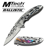 MTECH BALLISTIC CHROME Skeletonized Flame Blade Spring Assisted Knife