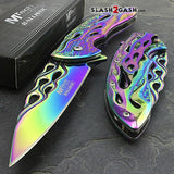 MTECH BALLISTIC RAINBOW Skeletonized Flame Blade Spring Assisted Open Knife