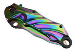Rainbow Titanium Blade Spring Assisted Pocket Knife Folding Bowie Ser