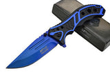 MTech Spring Assisted Blue Blade Tactical Folding Pocket Knife Switch 8"