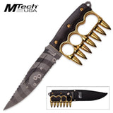 MTech USA XTREME Fixed Blade Bullet Knuckle Trench Knife 11.8" - Gold