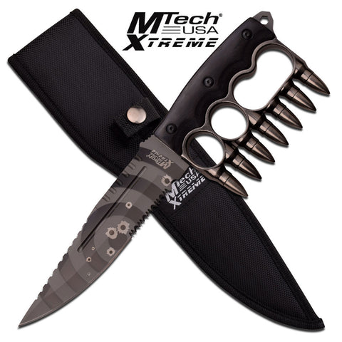 MTech USA XTREME Fixed Blade Bullet Knuckle Trench Knife 11.8" - Silver