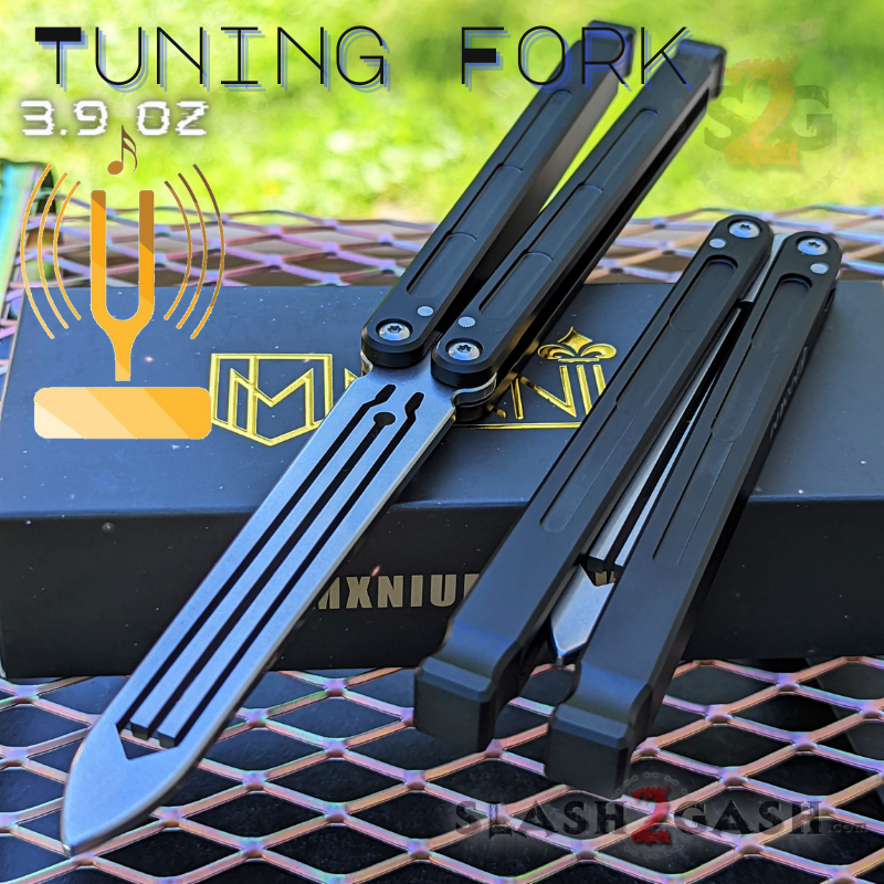 MXNIUM Channel Balisong Swordfish Butterfly Knife w/ Tuning Fork DIN Slash2Gash