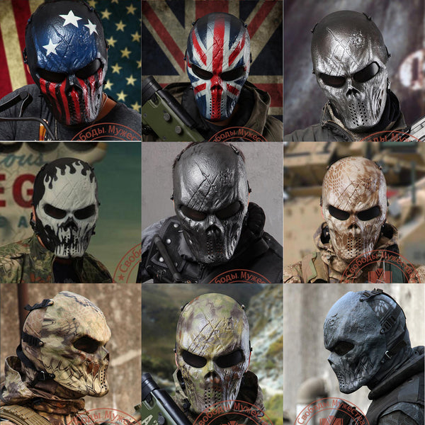 airsoft motorcycle helmet Tactical Airsoft Mask Motorcycle Halloween Full Face Skull