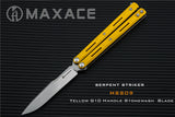 Maxace Serpent Striker Butterfly Knife w/ Bearings - Yellow G10 Balisong