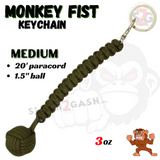 Olive Green MonkeyFist Self Defense Survival Keychain 20 Foot Paracord - Medium 1.5 Inch