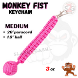 Pink and White MonkeyFist Self Defense Survival Keychain 20 Foot Paracord - Medium 1.5 Inch