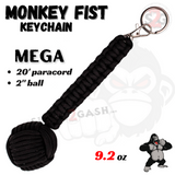 Black MonkeyFist Self Defense Survival Keychain Paracord - Mega 2 Inch