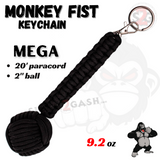 Black Monkey Fist Paracord Keychain MEGA Self Defense 2" Steel Ball 20' Survival Rope