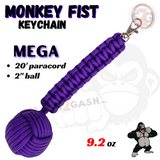 Purple MonkeyFist Self Defense Survival Keychain Paracord - Mega 2 Inch