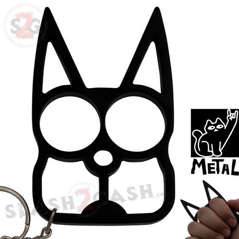 Black Cat Knuckles Self Defense Keychain Crazy Kitty Aluminum Protection Tool