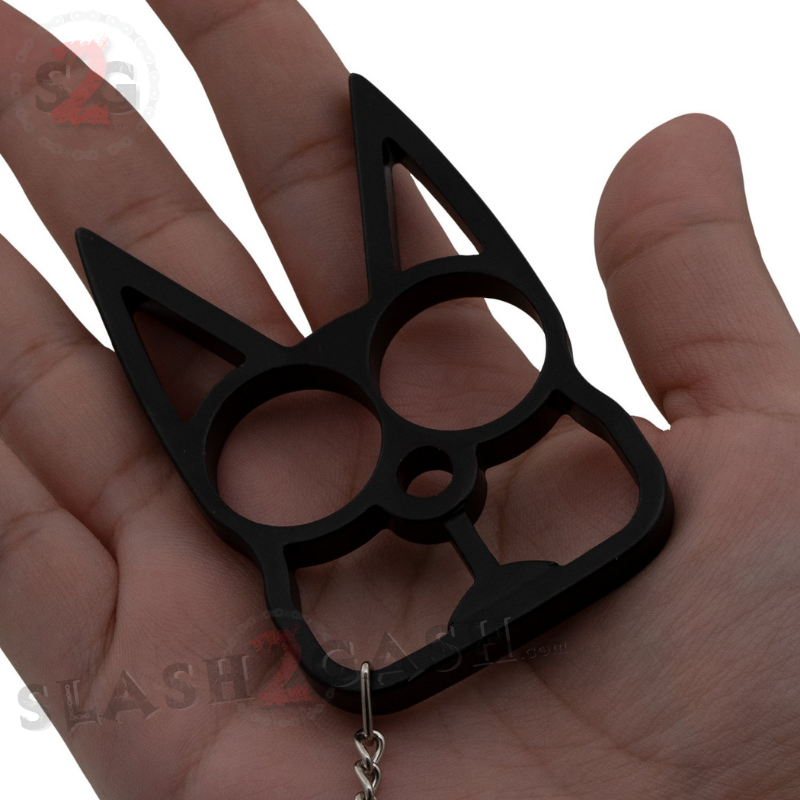 "Metal Cat" Self Defense Kitty Keychain Knuckles Black Slash2Gash