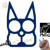 Metal Cat Keychain Self Defense Crazy Kitty Knuckles Aluminum Protection Tool - Blue