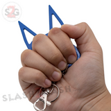 Metal Cat Keychain Self Defense Crazy Kitty Knuckles Aluminum Protection Tool - Blue