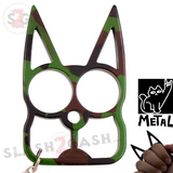 Metal Cat Keychain Self Defense Crazy Kitty Knuckles Aluminum Protection Tool - Camouflage