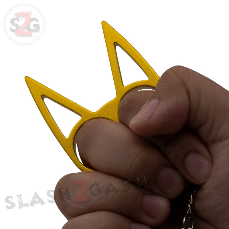 "Metal Cat" Self Defense Kitty Keychain Knuckles Gold Slash2Gash