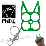 Green Cat Knuckles Self Defense Keychain Crazy Kitty Aluminum Protection Tool