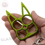 Lime Green Cat Knuckles Self Defense Keychain Crazy Kitty Aluminum Protection Tool