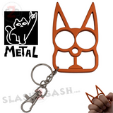 Metal Cat Keychain Self Defense Crazy Kitty Knuckles Aluminum Protection Tool - Burnt Orange