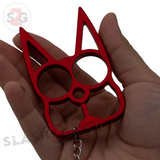 Metal Cat Keychain Self Defense Crazy Kitty Knuckles Aluminum Protection Tool - Red