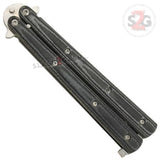 Gray & Black Micarta Butterfly Knife w/ ABS Holster Sharp Silver Clip Point Balisong Grey