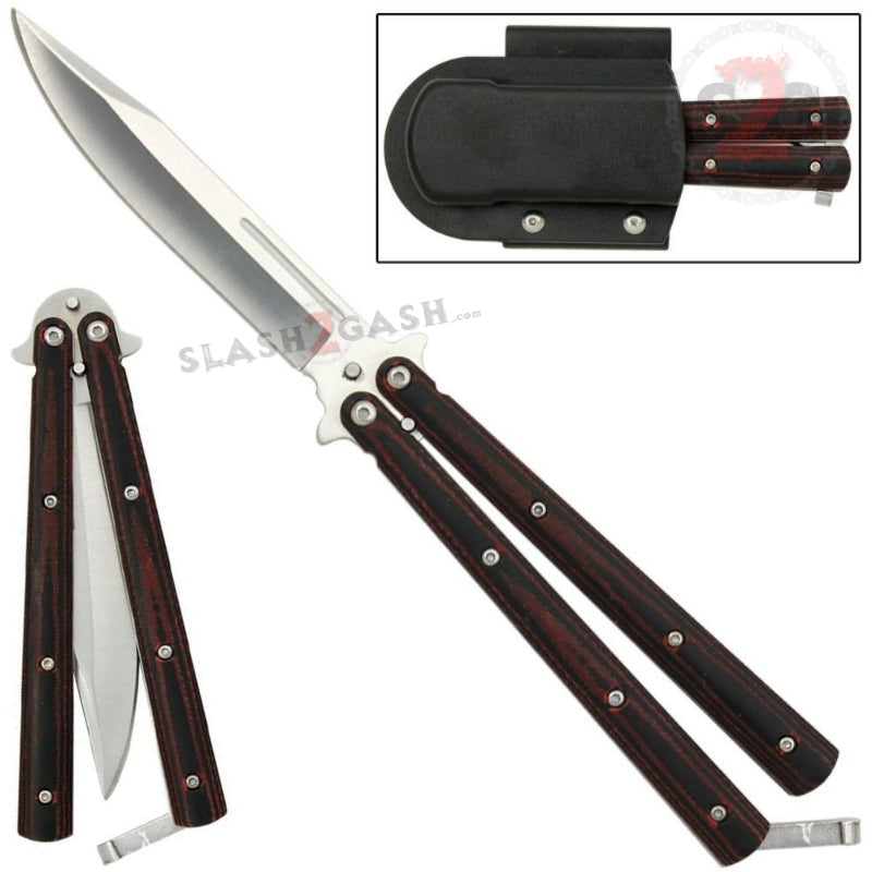 Red Micarta Butterfly Knife w/ ABS Holster Sharp Balisong – Slash2Gash