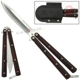 Red & Black Micarta Butterfly Knife w/ ABS Holster Sharp Silver Clip Point Balisong