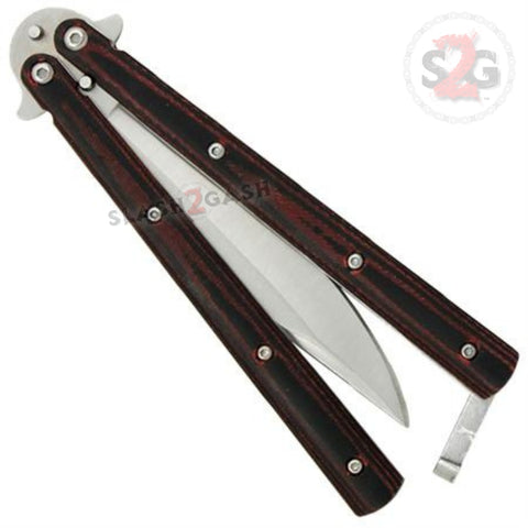 Red Micarta Butterfly Knife w/ ABS Holster Sharp Balisong – Slash2Gash