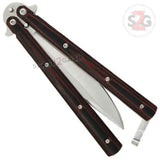 Red & Black Micarta Butterfly Knife w/ ABS Holster Sharp Silver Clip Point Balisong