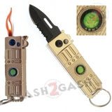 Mini Switchblade w/ Lighter California Legal Automatic Knife - Gold ARMY Key Chain