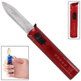 Ablaze Novelty Mini OTF Dual Action Automatic Knife w/ Refillable Switchblade Lighter - Red
