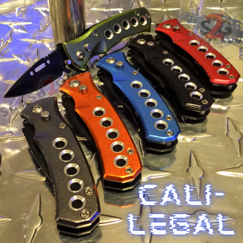 Cali Legal Switchblade Folding Automatic Knives w/ Safety - Asst. colors California