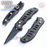 Cali Legal Switchblade Folding Mini Automatic Knives Slotted w/ Safety - Black