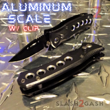 Cali Legal Switchblade Knife Folding Mini Automatic Knives w/ Safety - Gray California Circle Eyelets