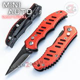 Cali Legal Switchblade Folding Mini Automatic Knives Slotted w/ Safety - Red
