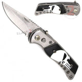 Small Switchblade Automatic Knife w/ Safety Lock - Punisher Skull Knives