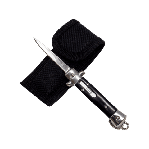 Mini Stiletto OTF Knife Small Cali Legal Switchblade - Black Pearl