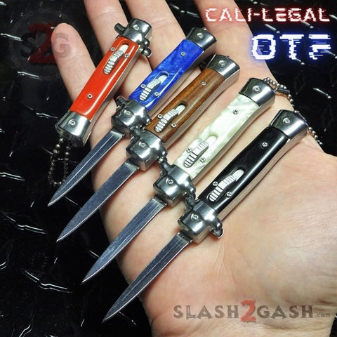 Mini Stiletto OTF Knife Small Cali Legal Switchblade - Red