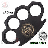 Don't Tread On Me Knuckles Skull Black Solid Steel Paper Weight - Knuckle Duster Heavy Metal Steampunk