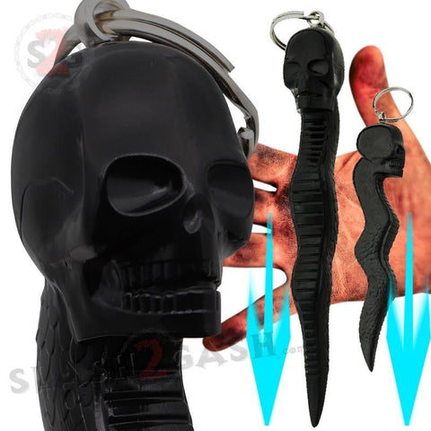MYERS STICK™ Skull Kubotan w/ Spine Self Defense Keychain - 8 Inch Survival Tool - Key Chain