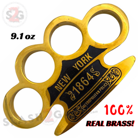 Real Brass Knuckles New York 1864 Duster Metropolitan Police Paper Weight Navy Blue Color Filled