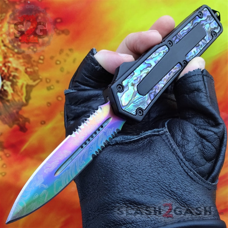 その他 flick knife Rainbow Foil Snake Eye Tactical Assisted Opening Tactical Folding Knife