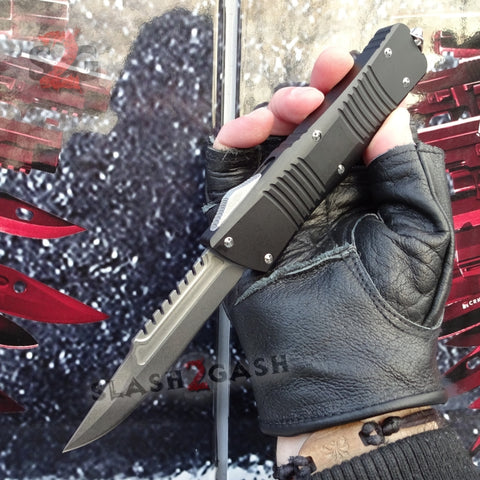 Delta Force Dark Knight 440C OTF Knife CNC Highest Quality - Interceptor Stonewashed Switchblade