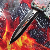 Delta Force OTF Automatic Knife Green Dragon's Fury D/A Switchblade - Double Edge Plain