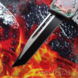 Delta Force OTF Automatic Knife Green Dragon's Fury D/A Switchblade - Tanto Plain