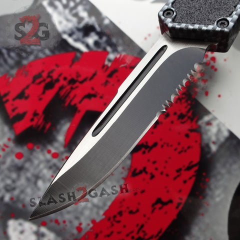 Delta Force Carbon Fiber Scarab D/A OTF Automatic Knife - Drop Point Serrated Switchblade