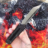 Delta Force Classic Black Scarab D/A OTF Automatic Knife CNC Highest Quality - Satin Tanto Switchblade S2G Slash2Gash